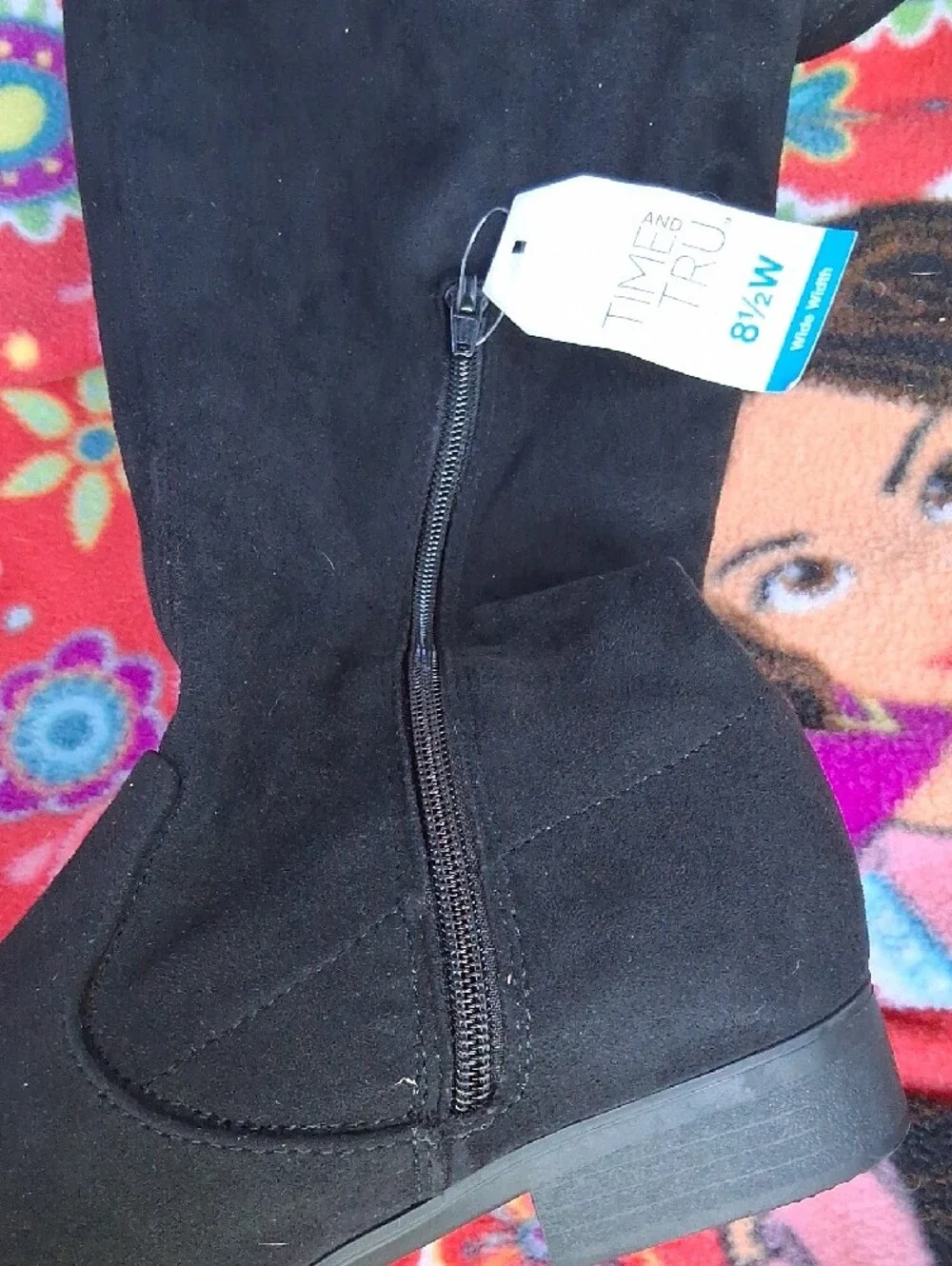 Time and Tru Black Over-the-Knee Zip Riding Boots
